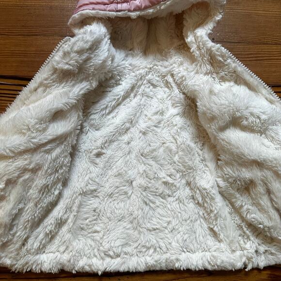 Me Jane mini pink white fleece lined reversible coat SIZE 18M - Picture 2 of 3